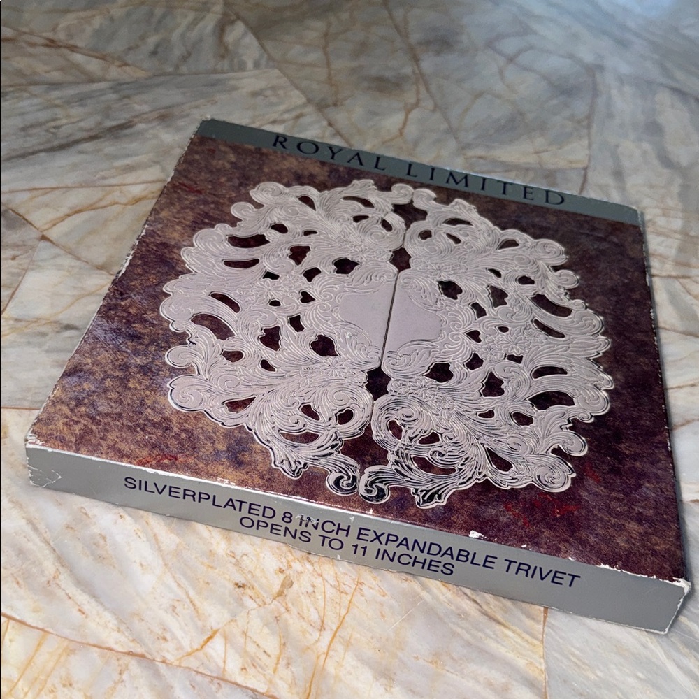 Royal Limited Silverplated Expandable Trivet Ornate Filigree Design 8 - 11 Inch